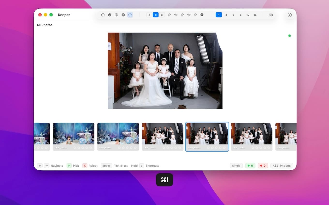 Keeper keyboard-first controls for fast culling on Mac